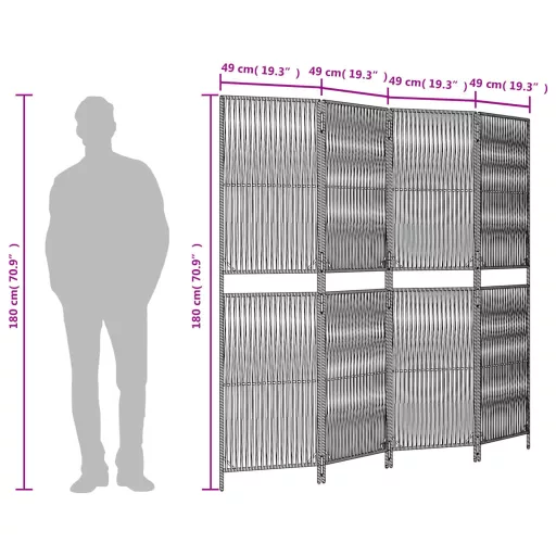 Szürke 4 paneles polyrattan térelválasztó
