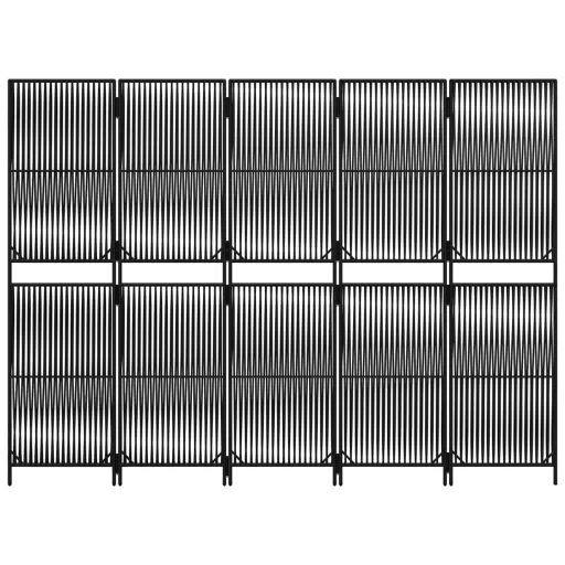 Fekete 5-paneles polyrattan térelválasztó