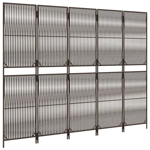 Barna 5-paneles polyrattan térelválasztó