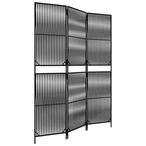 Fekete 3-paneles polyrattan térelválasztó