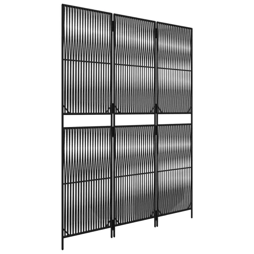 Fekete 3-paneles polyrattan térelválasztó