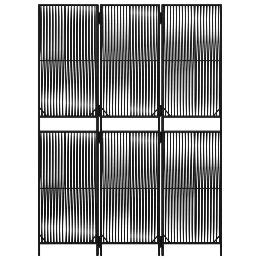 Fekete 3-paneles polyrattan térelválasztó