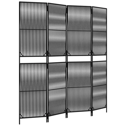 Fekete 4 paneles polyrattan térelválasztó