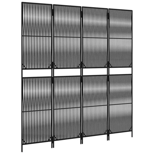 Fekete 4 paneles polyrattan térelválasztó