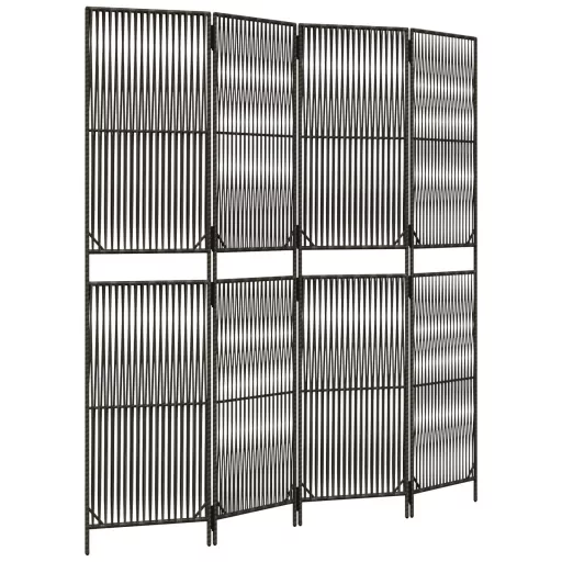 Szürke 4 paneles polyrattan térelválasztó