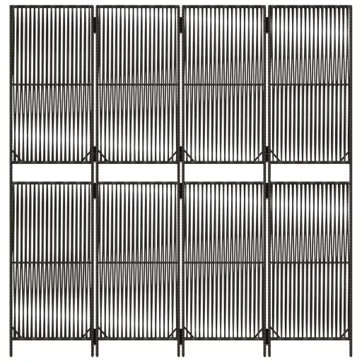 Szürke 4 paneles polyrattan térelválasztó