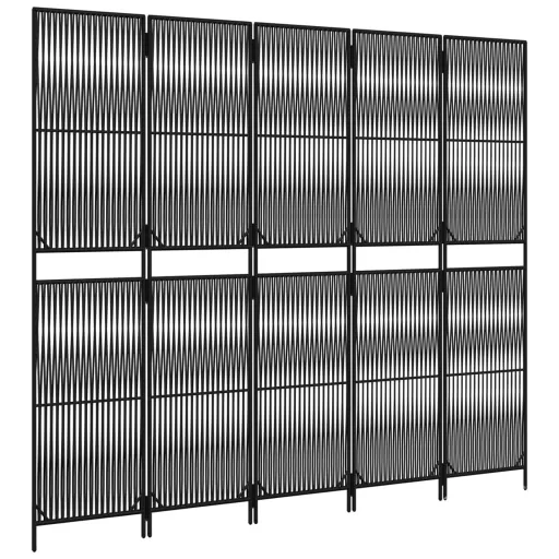 Fekete 5-paneles polyrattan térelválasztó