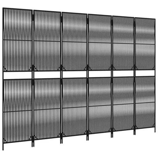 Fekete 6-paneles polyrattan térelválasztó
