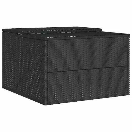 Fekete polyrattan robotfűnyíró garázs 86 x 90 x 52/57 cm