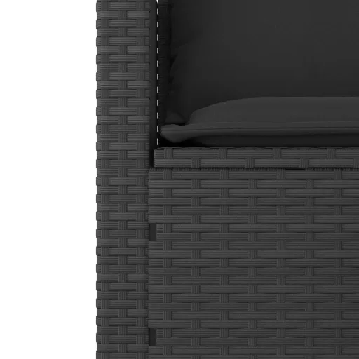 3 részes fekete polyrattan kerti ülőgarnitúra párnával