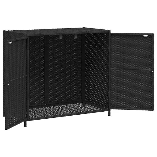 Fekete polyrattan kerti tárolószekrény 83 x 45 x 76 cm