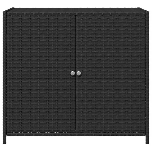 Fekete polyrattan kerti tárolószekrény 83 x 45 x 76 cm