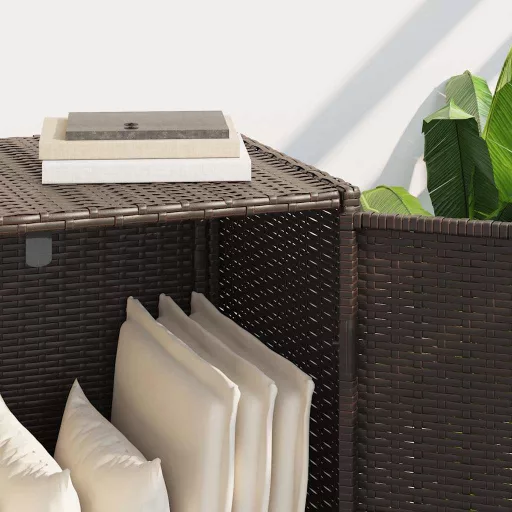 Barna polyrattan kerti tárolószekrény 83x45x76 cm