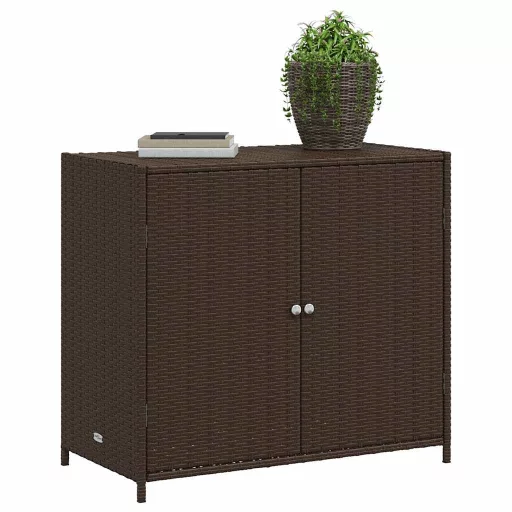 Barna polyrattan kerti tárolószekrény 83x45x76 cm