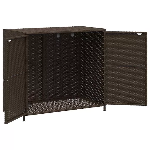 Barna polyrattan kerti tárolószekrény 83x45x76 cm