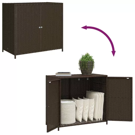 Barna polyrattan kerti tárolószekrény 83x45x76 cm
