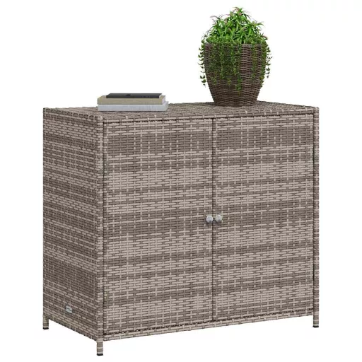 Szürke polyrattan kerti tárolószekrény 83x45x76 cm