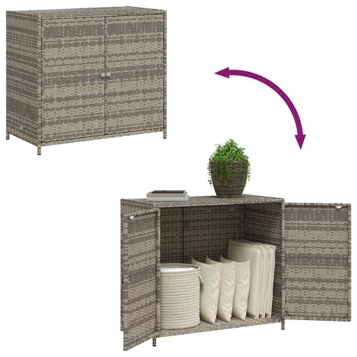 Szürke polyrattan kerti tárolószekrény 83x45x76 cm