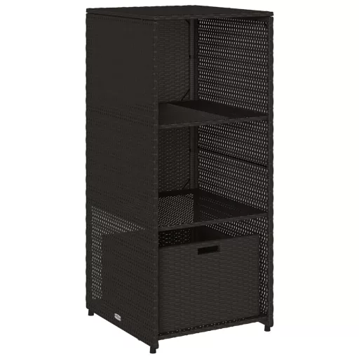 Fekete polyrattan kerti tárolószekrény 50 x 55 x 115 cm