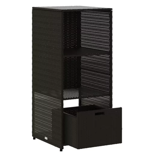 Fekete polyrattan kerti tárolószekrény 50 x 55 x 115 cm