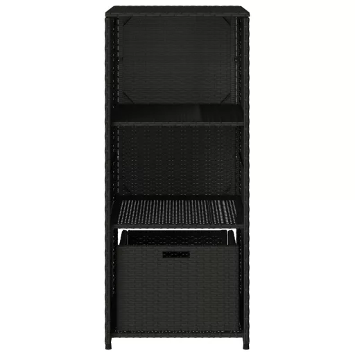 Fekete polyrattan kerti tárolószekrény 50 x 55 x 115 cm