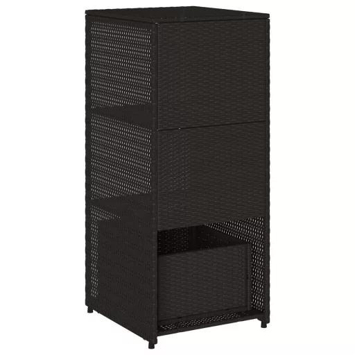 Fekete polyrattan kerti tárolószekrény 50 x 55 x 115 cm