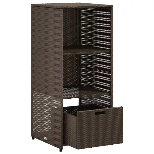 Barna polyrattan kerti tárolószekrény 50 x 55 x 115 cm