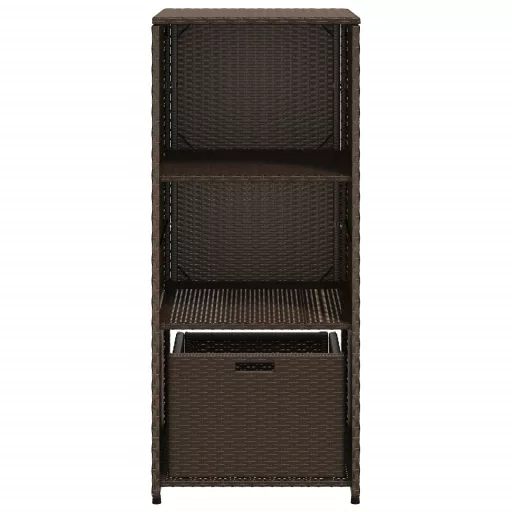 Barna polyrattan kerti tárolószekrény 50 x 55 x 115 cm