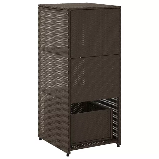 Barna polyrattan kerti tárolószekrény 50 x 55 x 115 cm