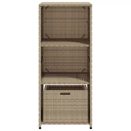 Bézs polyrattan kerti tárolószekrény 50 x 55 x 115 cm