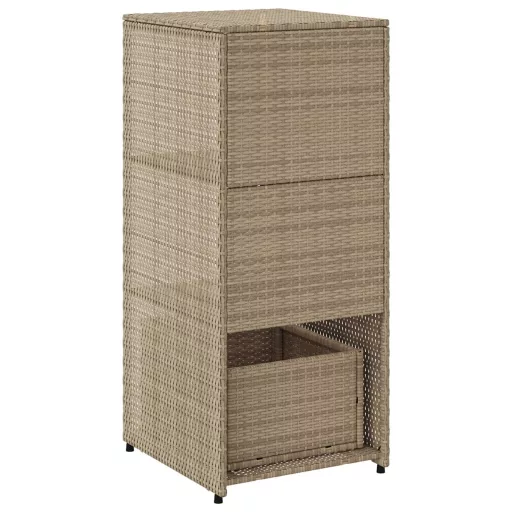 Bézs polyrattan kerti tárolószekrény 50 x 55 x 115 cm
