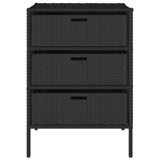 Fekete polyrattan kerti tárolószekrény 55 x 59 x 80 cm