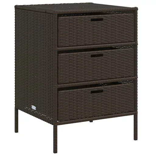 Barna polyrattan kerti tárolószekrény 55 x 59 x 80 cm