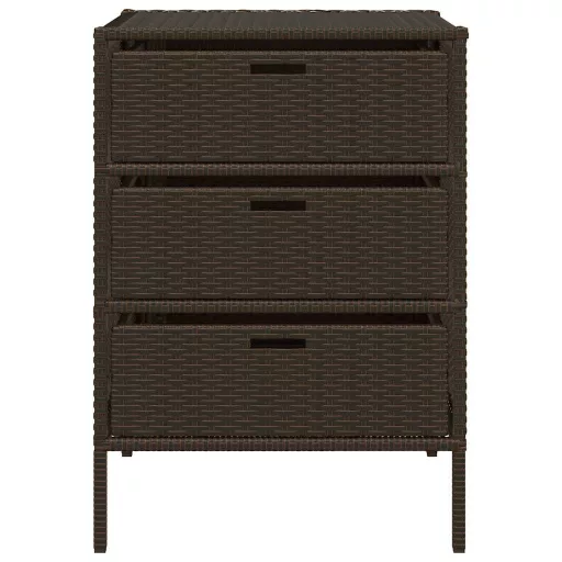 Barna polyrattan kerti tárolószekrény 55 x 59 x 80 cm
