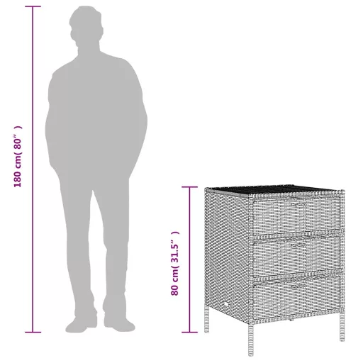 Barna polyrattan kerti tárolószekrény 55 x 59 x 80 cm