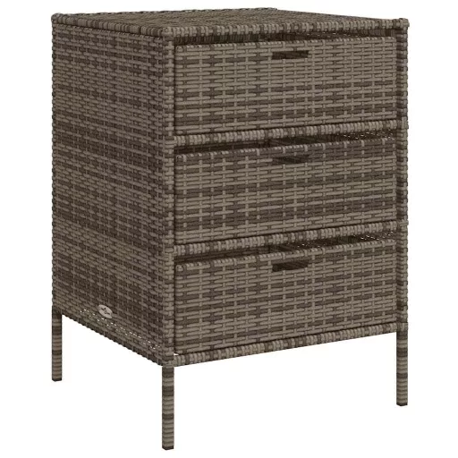 Szürke polyrattan kerti tárolószekrény 55 x 59 x 80 cm