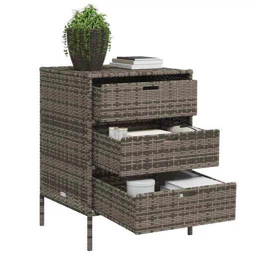Szürke polyrattan kerti tárolószekrény 55 x 59 x 80 cm