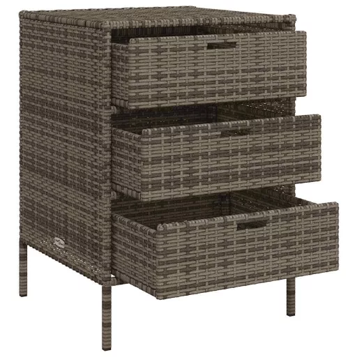 Szürke polyrattan kerti tárolószekrény 55 x 59 x 80 cm
