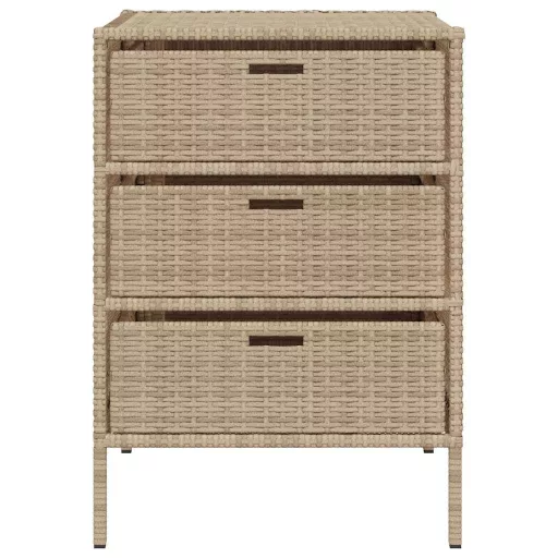 Bézs polyrattan kerti tárolószekrény 55 x 59 x 80 cm