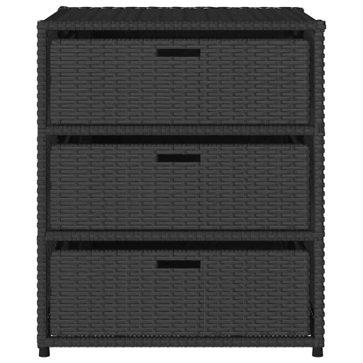Fekete polyrattan kerti tárolószekrény 55 x 59 x 69 cm
