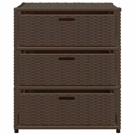 Barna polyrattan kerti tárolószekrény 55 x 59 x 69 cm