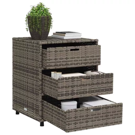 Szürke polyrattan kerti tárolószekrény 55 x 59 x 69 cm
