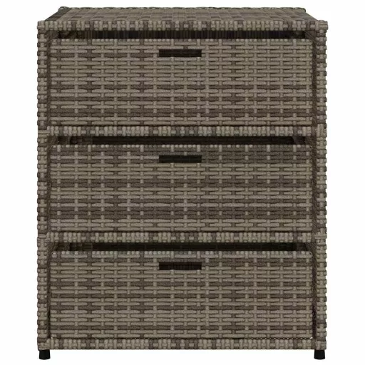 Szürke polyrattan kerti tárolószekrény 55 x 59 x 69 cm