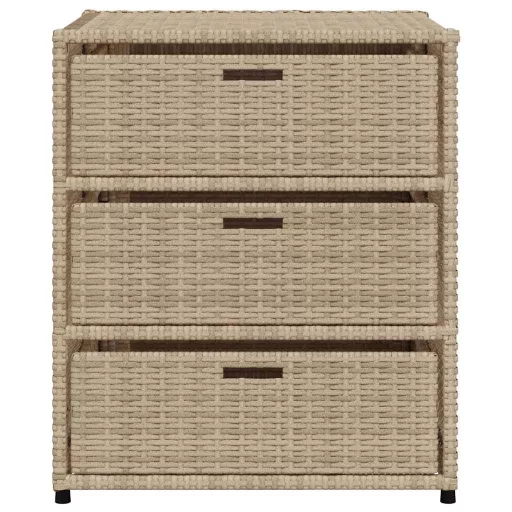 Bézs polyrattan kerti tárolószekrény 55 x 59 x 69 cm
