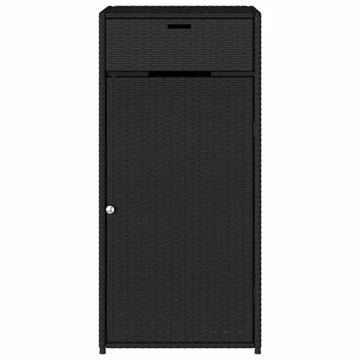 Fekete polyrattan kerti tárolószekrény 55 x 55 x 111 cm