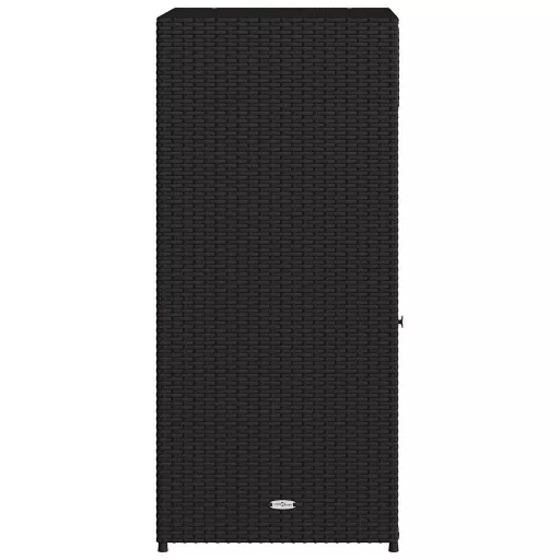 Fekete polyrattan kerti tárolószekrény 55 x 55 x 111 cm