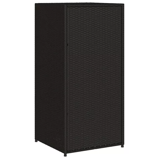 Fekete polyrattan kerti tárolószekrény 55 x 55 x 111 cm