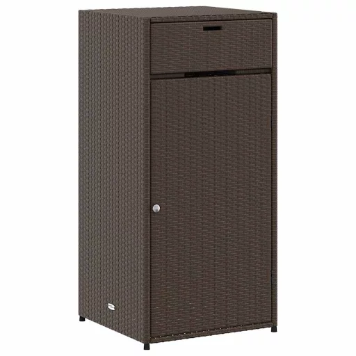 Barna polyrattan kerti tárolószekrény 55 x 55 x 111 cm
