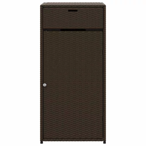 Barna polyrattan kerti tárolószekrény 55 x 55 x 111 cm