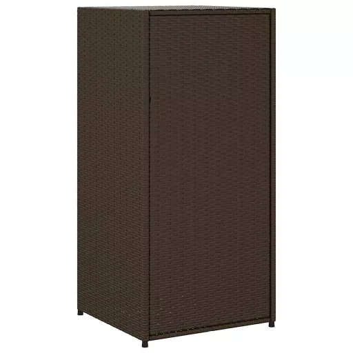Barna polyrattan kerti tárolószekrény 55 x 55 x 111 cm